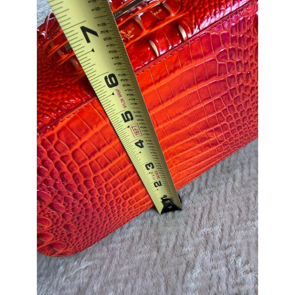 Brahmin Marlowe Flame Melbourne Bucket Bag Crossbody Bright Orange Red - Picture 15 of 16